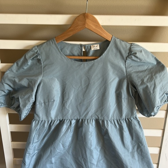 WILFRED LIGHT BLUE PUFF SLEEVE MINI DRESS Size 2XS - Picture 6 of 15